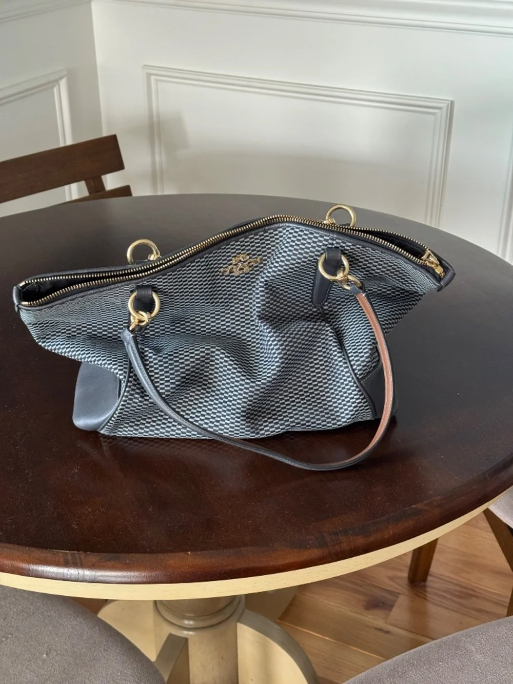 Blue and Black Coach purse